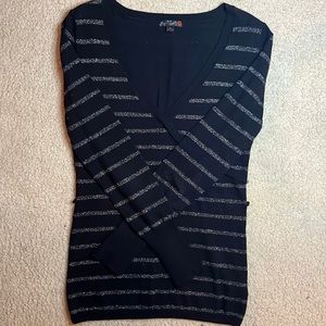 G by guess black shimmer sweater vneck M